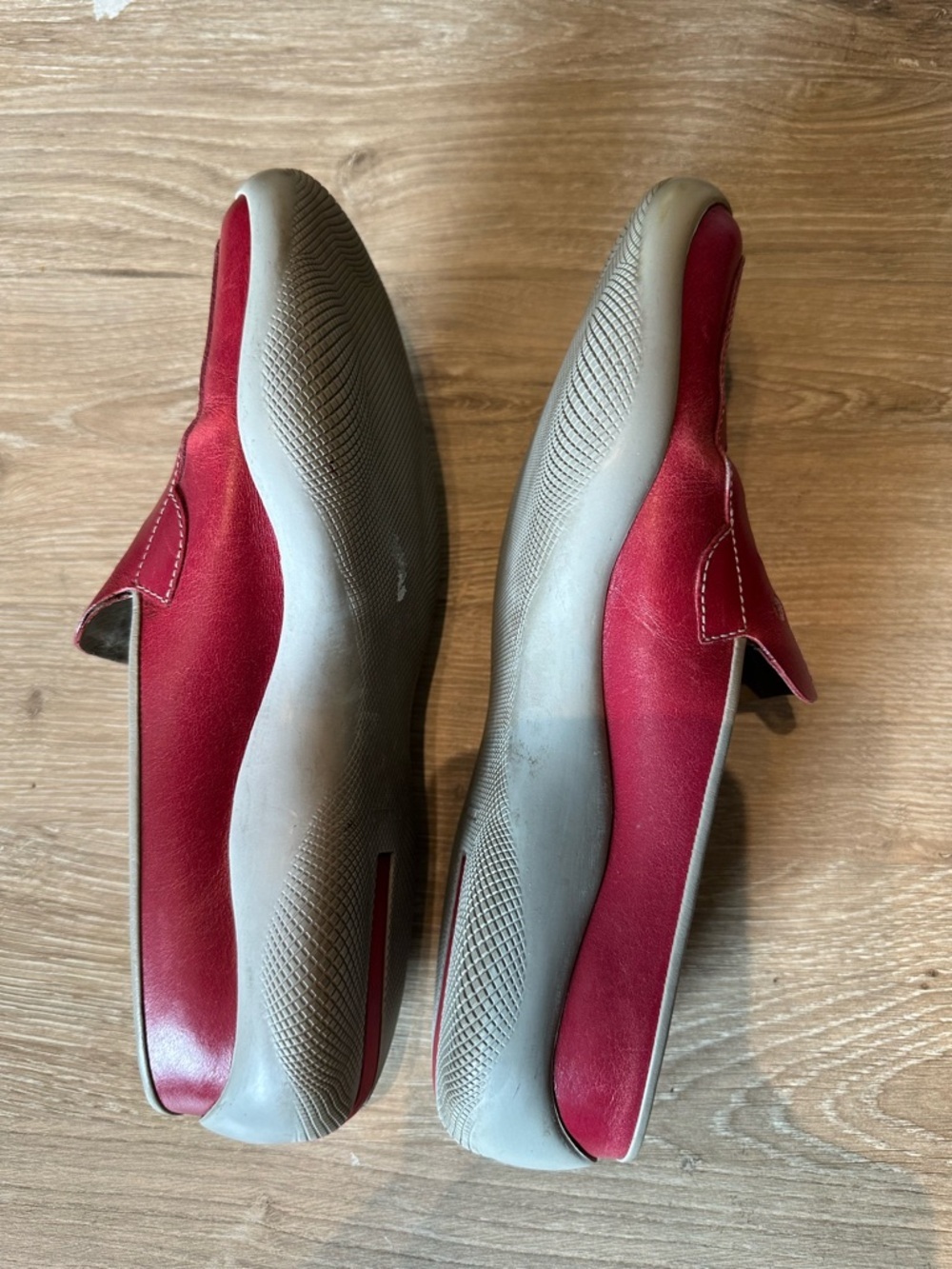 Prada Red Perforated Leather Slip-On Mules - Picture 3 of 8
